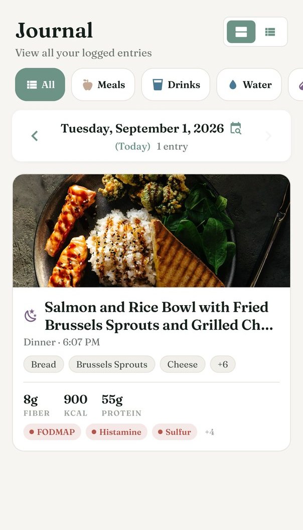 The Flori journal with the logged meal